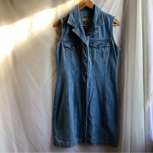 VINTAGE denim button through mini dress